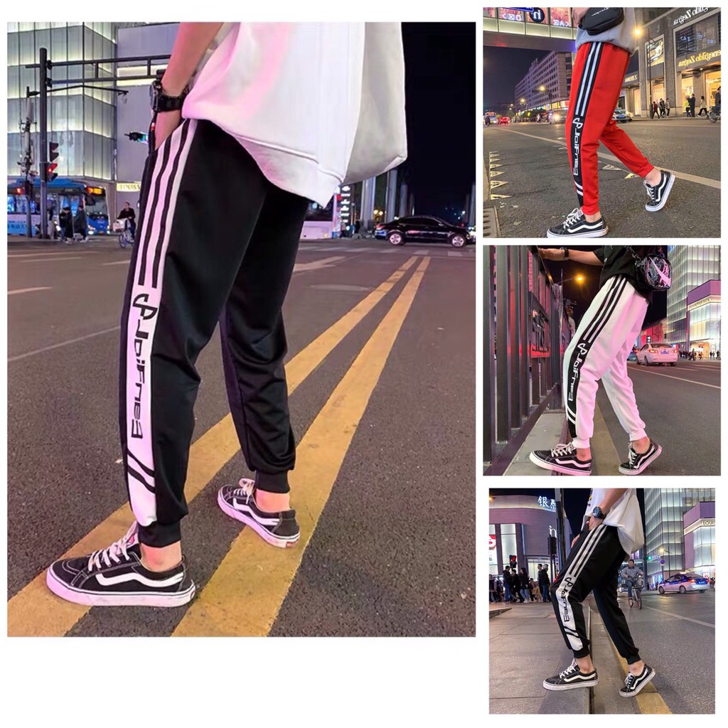 [Freeship] Quần Jogger Sọc Hai Bên Phối Chữ Hắc Não