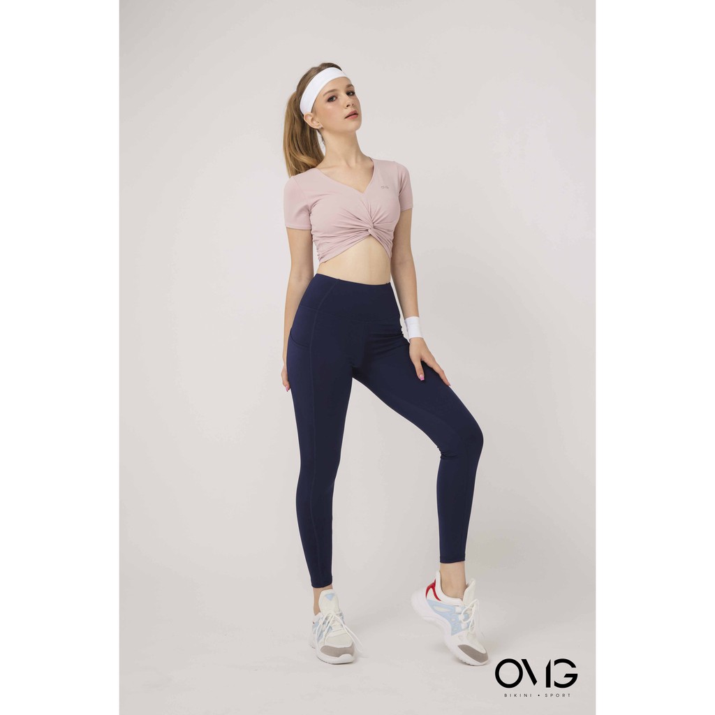 Áo tập Nữ OMG Sport kiểu croptop xoắn eo- màu Hồng - BG082_PK