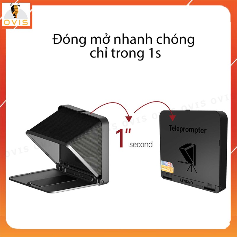 Lensgo Teleprompter TC7  - Máy Nhắc Chữ Mini Cho Biên Tập Viên Kích Thước Nhỏ Gọn, Dùng Cho Điện Thoại, Máy Ảnh