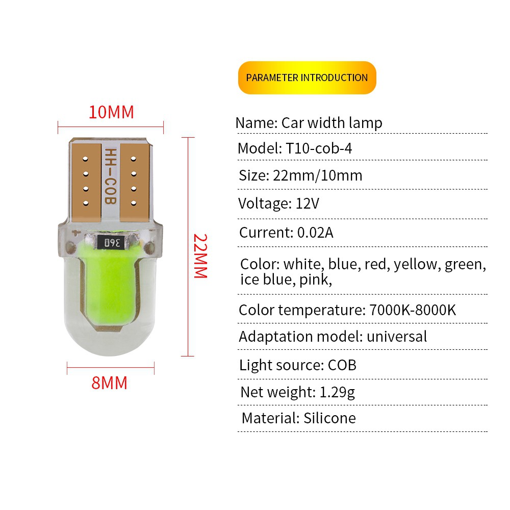 1X Silica Gel LED W5W T10 194 168 W5W COB Bóng đèn LED đỗ xe Nêm đèn chiếu sáng cấp phép