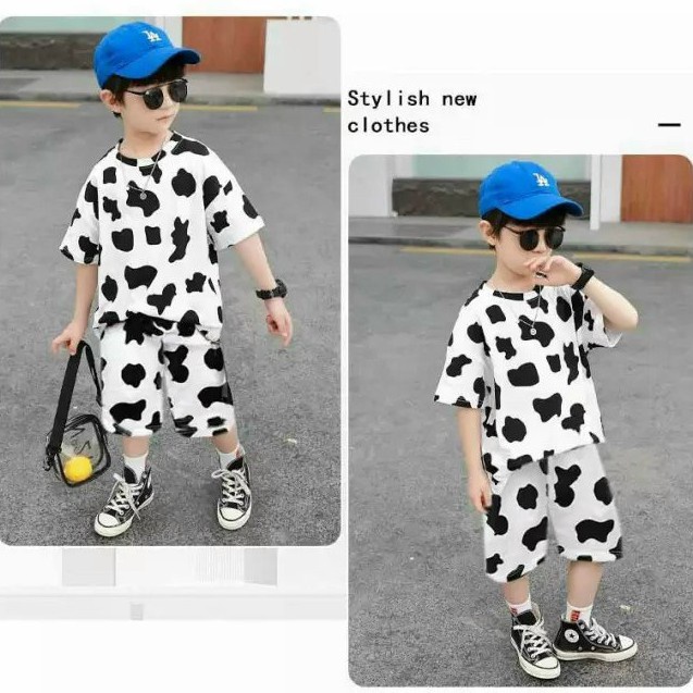 Đồ bộ nữ mặc nhà bò sữa set đồ đùi cho cả gia đình chất thun cotton mặc mát bền màu (có size cho bé)