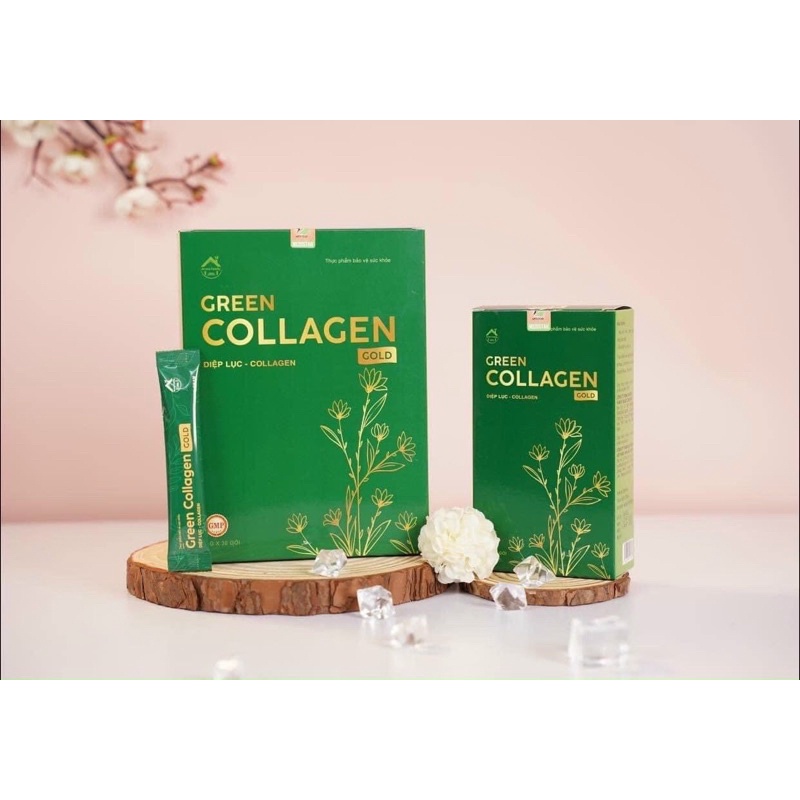 ( Hộp 30 gói ) Diệp Lục Collagen Gold Chính Hãng Green Family Development Hỗ trợ Đẹp Da, Giảm Mụn Nám Tàn Nhang, Táo Bón