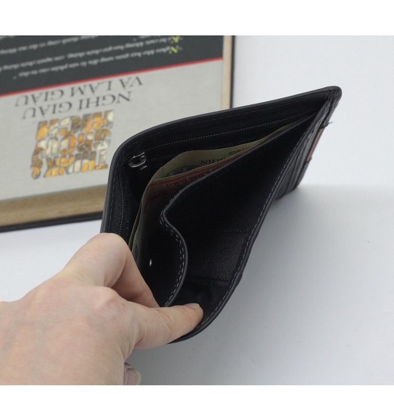 Ví Nam Da Bò Sáp Kiểu Đứng, Bóp Nam Da Thật Phối Sọc Cao Cấp Siêu Mềm Sản Phẩm Được Bảo Hành 12 Tháng