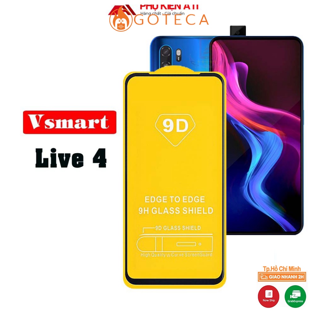 Kính cường lực full màn hình Vsmart Live 4 -Full màn hình và Trong suốt- Độ cứng 9H