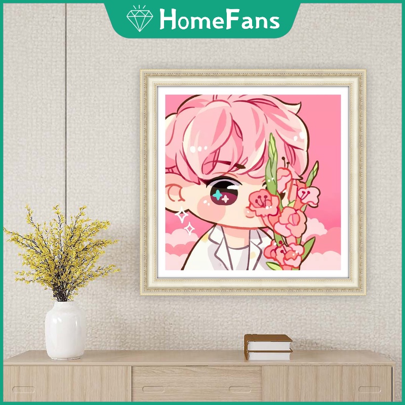 Bộ Tranh Đính Đá 5D Tự Làm Hình Nhóm Nhạc BTS 40x40cm Trang Trí Nhà Cửa