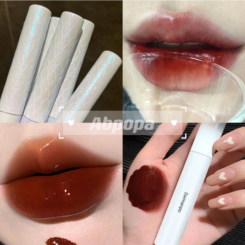 Abpopa DAIMANPU® Son Bóng Dưỡng Ẩm Lâu Trôi Thiết Kế Vỏ Hình Đuôi Nàng Tiên Cá