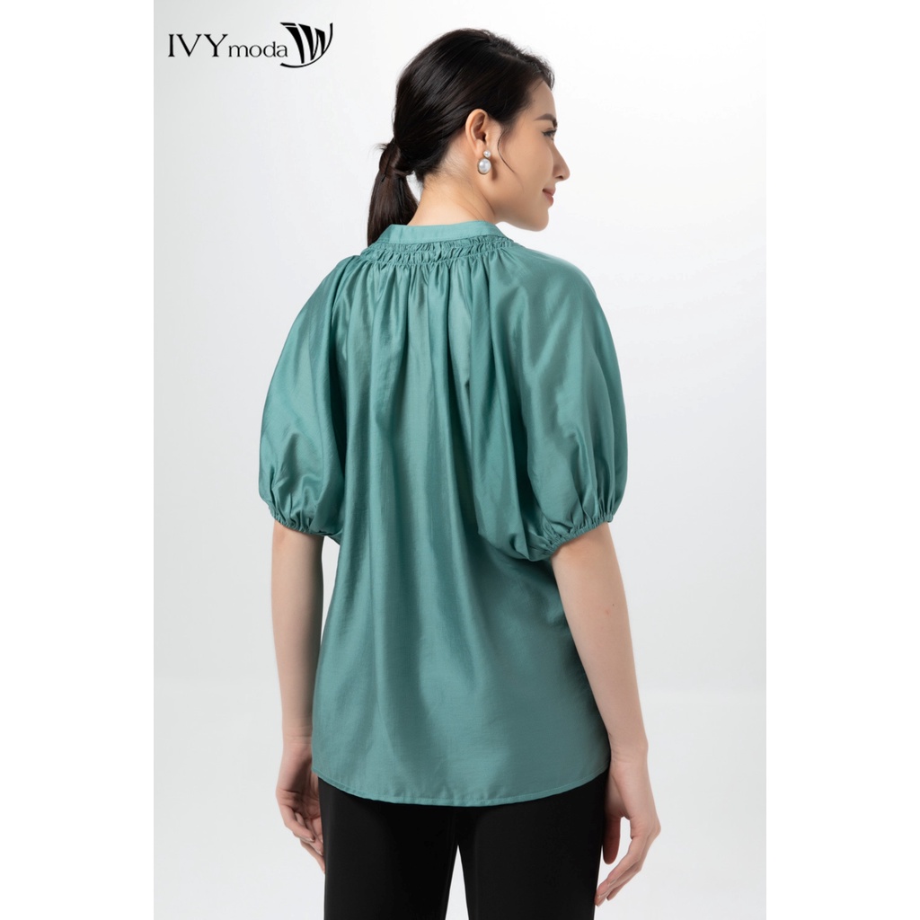 Áo lụa nữ cổ V phối dây IVY moda MS 16M7367