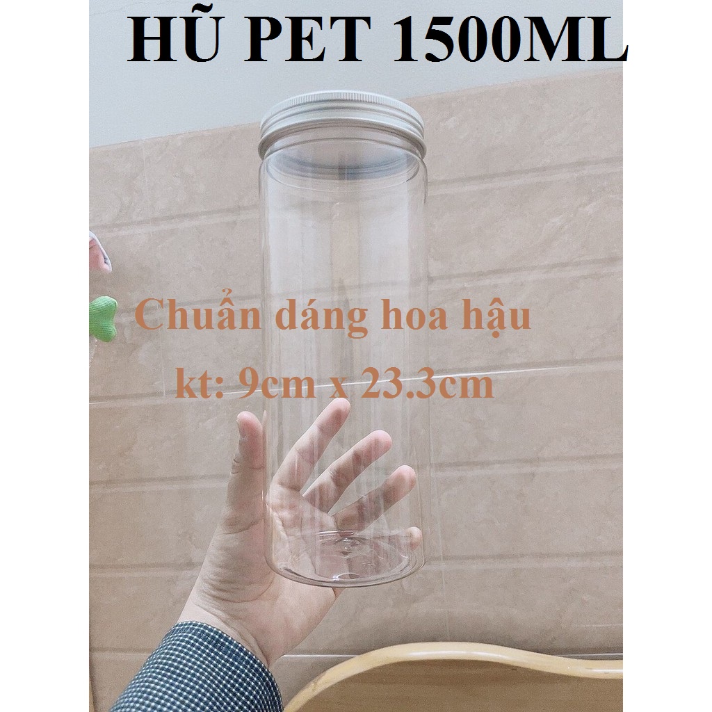 combo 10 Hũ nhựa, hộp nhựa PET dáng cao nắp nhôm/nắp nhựa 1500ml
