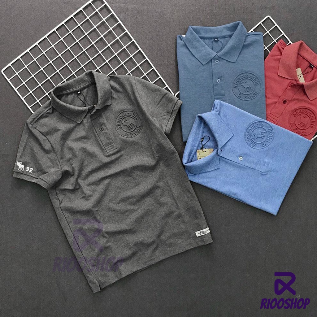 Áo thun nam polo, áo phông nam có cổ dập nổi vnxk vải dày, đẹp, form regular, bigsize, basic, ngắn tay RIOOSHOP RSP039