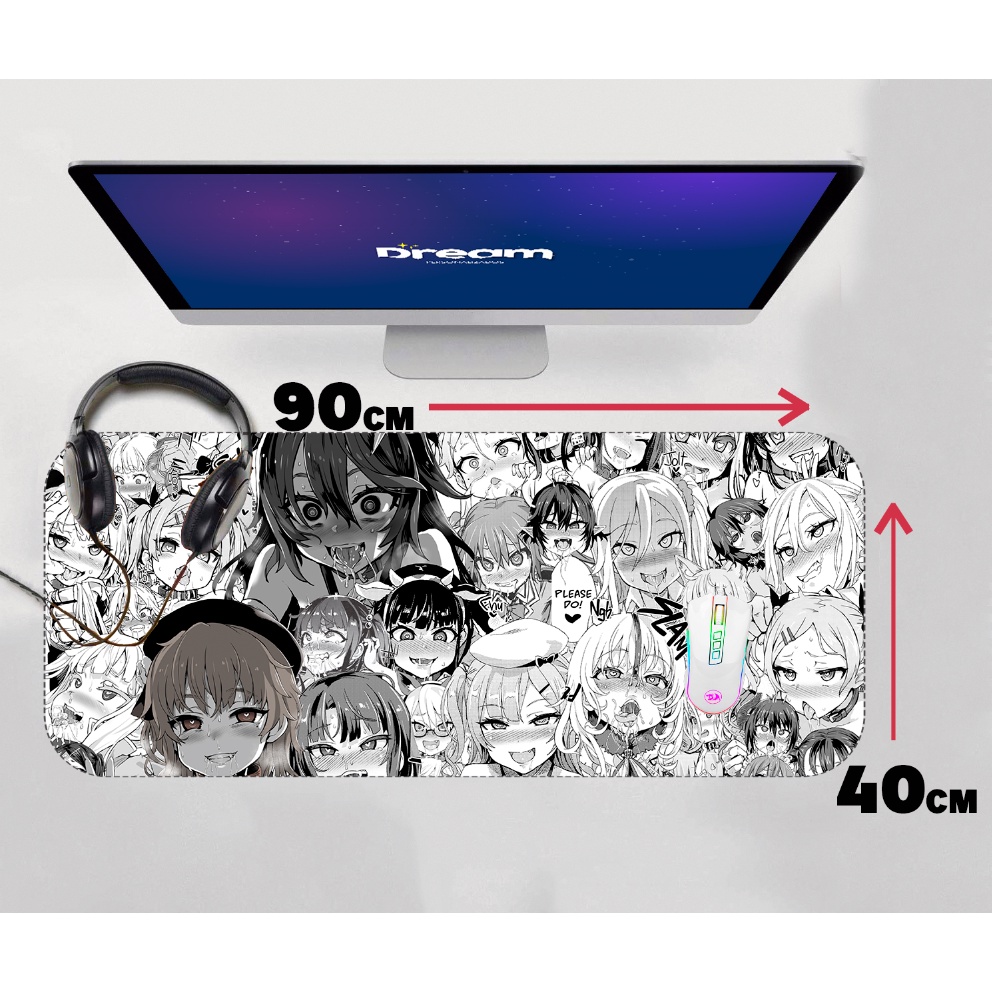 Miếng Lót Chuột Game Thủ Ahegao anime 90x40 70x30 60x40 Personalizado mousepad extra grande