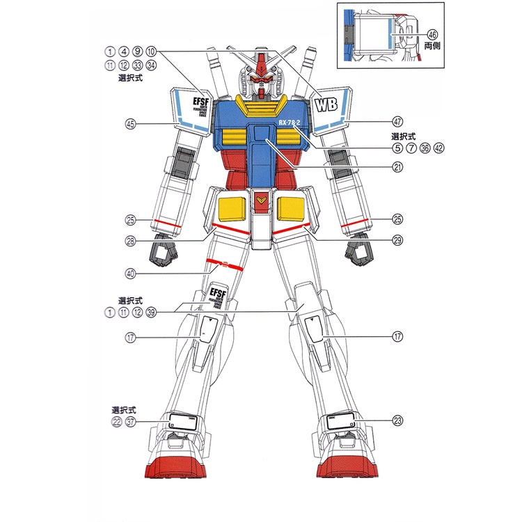 Decal nước Gundam EG RX-78-2 HGUC EVO Model Water Sticker EG01