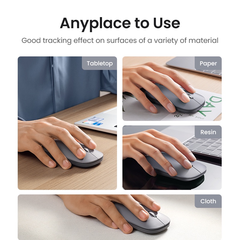 Chuột UGREEN Bluetooth không dây 2.4G và 5G Mô hình kép Chuột im lặng 4000 DPI Tay trái phải cho máy tính bảng MacBook Máy tính xách tay PC | BigBuy360 - bigbuy360.vn