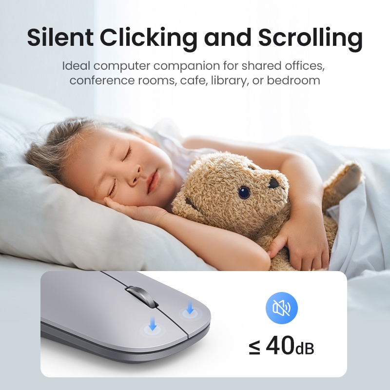 Chuột UGREEN Bluetooth không dây 2.4G và 5G Mô hình kép Chuột im lặng 4000 DPI Tay trái phải cho máy tính bảng MacBook Máy tính xách tay PC | BigBuy360 - bigbuy360.vn