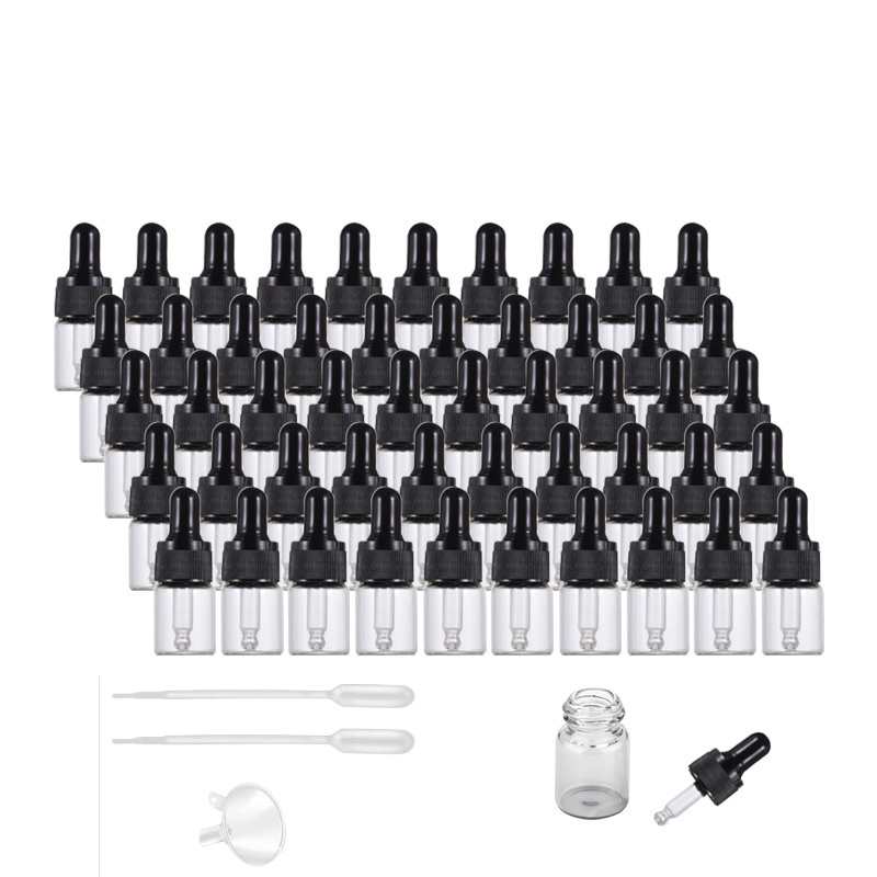 50 Chai Thủy Tinh Nhỏ Giọt Màu Trắng Đen 1ml 2ml 3ml 5ml