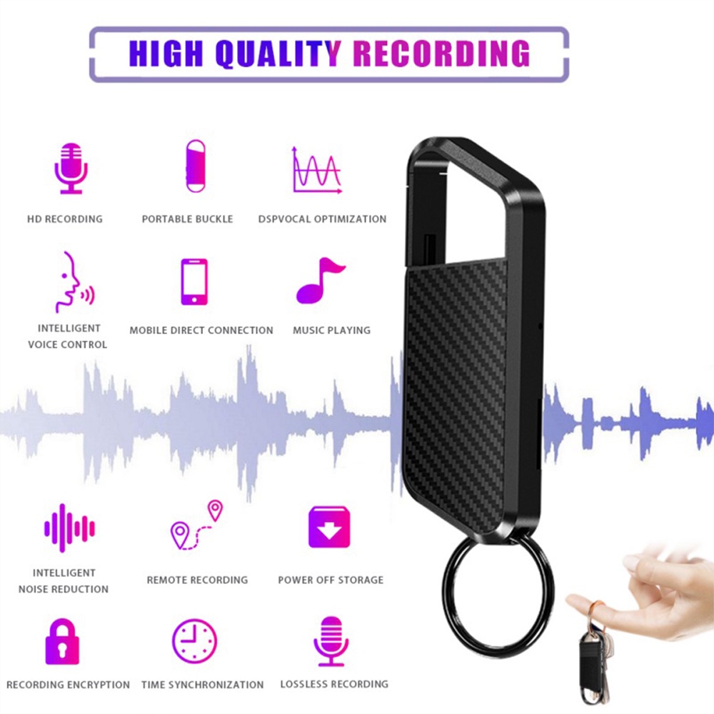 Móc Khóa Ghi Âm Mini Thông Minh USB MP3 Chống Ồn Kỹ Thuật Số