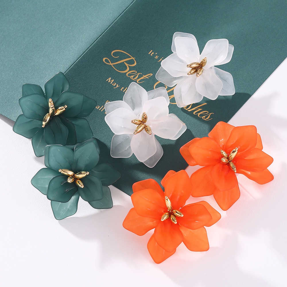 Bông Tai Hình Hoa Lớn Bằng Acrylic 4 Màu Tùy Chọn Phong Cách Vintage Thanh Lịch Thời Trang Cho Nữ OG050