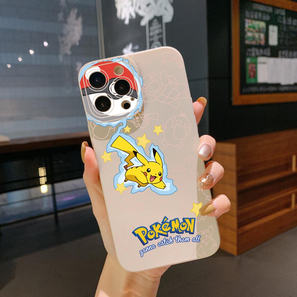 Ốp Điện Thoại Viền Vuông Hình Pokemon Pikachu Cho Xiaomi Redmi Note 12 12S 4G Pro 5G 9S 9A 12C