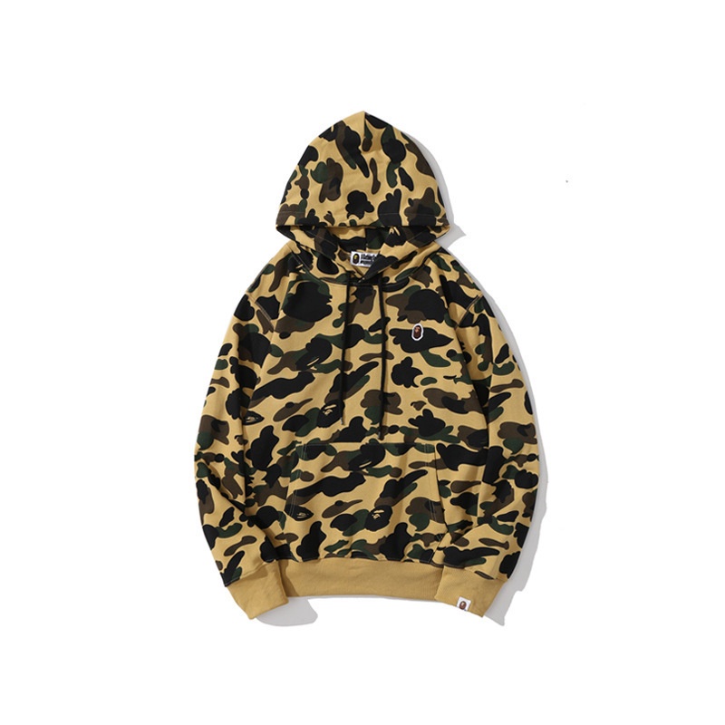 2023hot Ape thời trang thu đông ngụy trang cặp đôi áo hoodie Bape nam nữ cá mập đường phố phong cách hip-hop