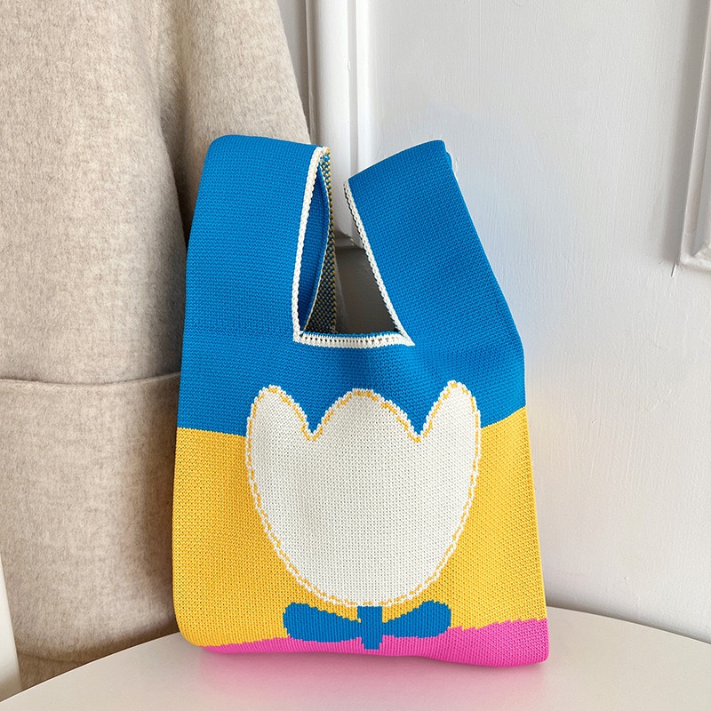 Túi Đeo Vai Đan Len Đính Hoa Thời Trang Xinh Xắn Cho Bé Gái