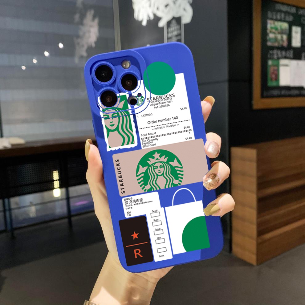 Ốp Điện Thoại Viền Vuông Họa Tiết Starbucks Thời Trang Cho Xiaomi Redmi Note 12 12S 4G Pro 5G 9S 9A 12C