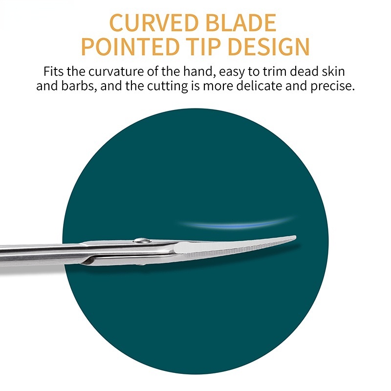 LX Kéo cắt da chết trên móng tay FABIYAN bằng thép không gỉ thiết kế đầu cong chuyên dụng