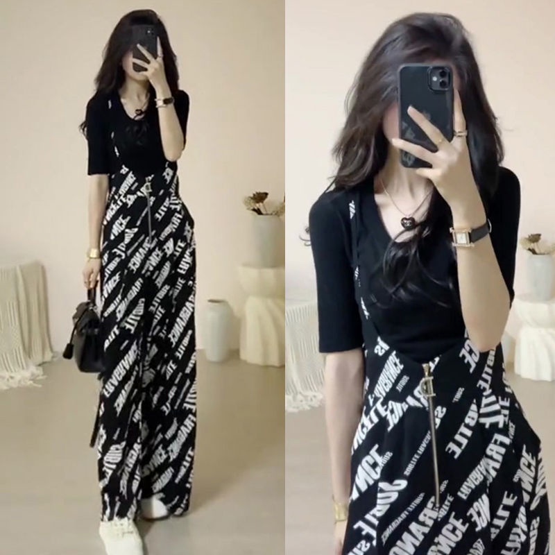 Set Áo Thun Và Quần Yếm Ôm Dáng Phong Cách Mới 2023 Thời Trang Mùa Hè Cho Nữ