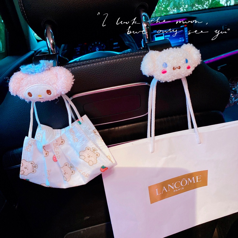 Set 2 Móc Treo Đồ Hình Gấu Hoạt Hình Gắn Sau Ghế Xe Hơi Đa Năng