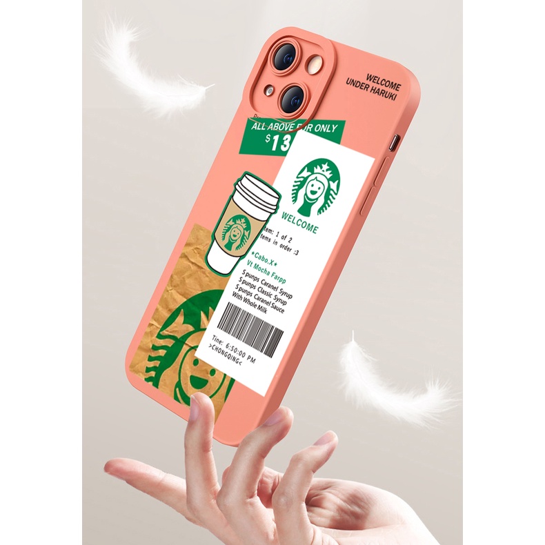 Ốp Điện Thoại Viền Vuông Họa Tiết Starbucks Thời Trang Cho Xiaomi Redmi Note 12 12S 4G Pro 5G 9S 9A 12C