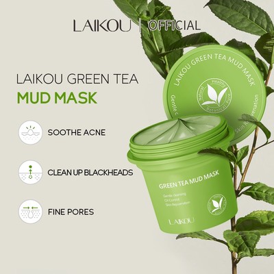 Mặt Nạ Bùn Trà Xanh LAIKOU Làm Sạch Sâu Lỗ Chân Lông Giảm Mụn Đầu Đen 100g