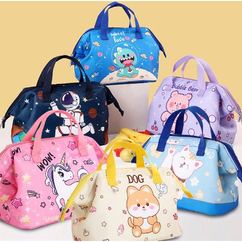 Túi Đựng Hộp Cơm Trưa Lót Giấy Nhôm Dày Dặn Giữ Nhiệt Chống Thấm Nước Họa Tiết Phi Hành Gia Hoạt Hình Dễ Thương