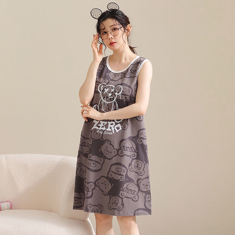 Bộ Đồ Ngủ Mỏng Dáng Rộng Cỡ Lớn In Hoạt Hình Dễ Thương Cho Bạn Gái