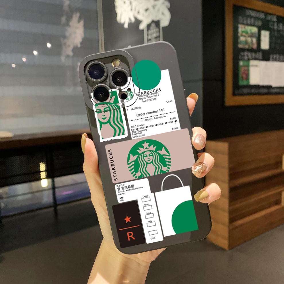 Ốp Điện Thoại Viền Vuông Họa Tiết Starbucks Thời Trang Cho Xiaomi Redmi Note 12 12S 4G Pro 5G 9S 9A 12C