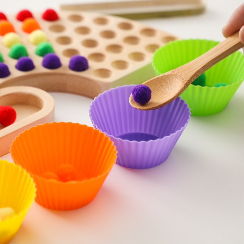 1 Đồ chơi trẻ em Bảng Gỗ Phân Loại Giáo Dục Theo Phương Pháp Montessori Màu Sắc Cầu Vồng Cho Bé