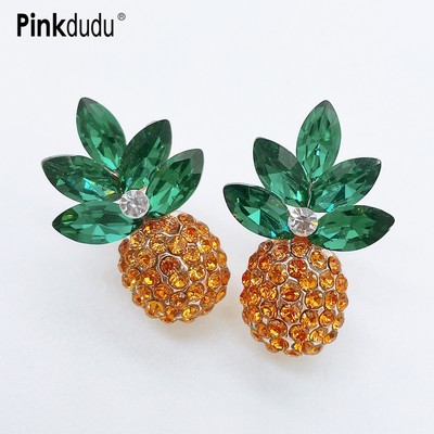 PINKDUDU Đôi Bông Tai Hình Quả Dứa Đính Đá Thời Trang Dành Cho Nữ PD527