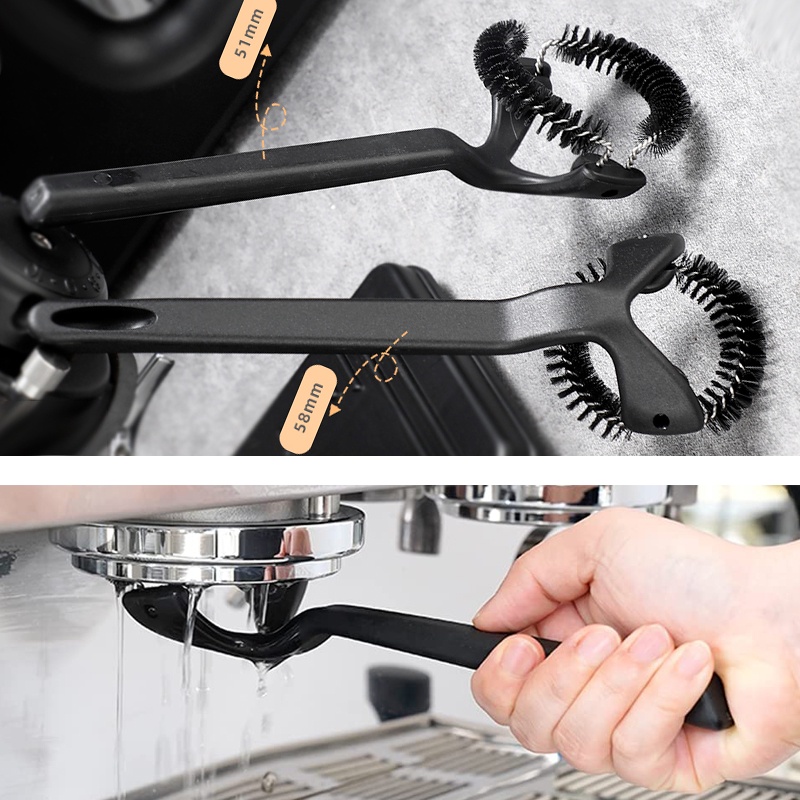 Cọ Vệ Sinh Máy Pha Cà Phê Espresso 51mm 54mm 58mm Tay Cầm Gỗ