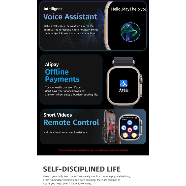 Đồng Hồ Thông Minh 2023 Mới 2.10 inch 480 * 520 SF32LB551Chip NFC 49mm JS8 PRO MAX Hỗ Trợ Giọng Nói 8 Ultra PK HK8 PRO MAX