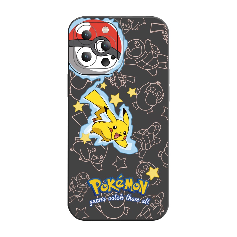 Ốp Điện Thoại Viền Vuông Hình Pokemon Pikachu Cho Xiaomi Redmi Note 12 12S 4G Pro 5G 9S 9A 12C