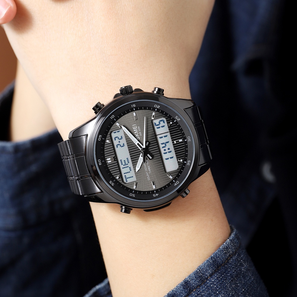 Đồng Hồ LED SKMEI Dây Thép Không Gỉ Chống Thấm Nước Thiết Kế Sang Trọng Cho Nam