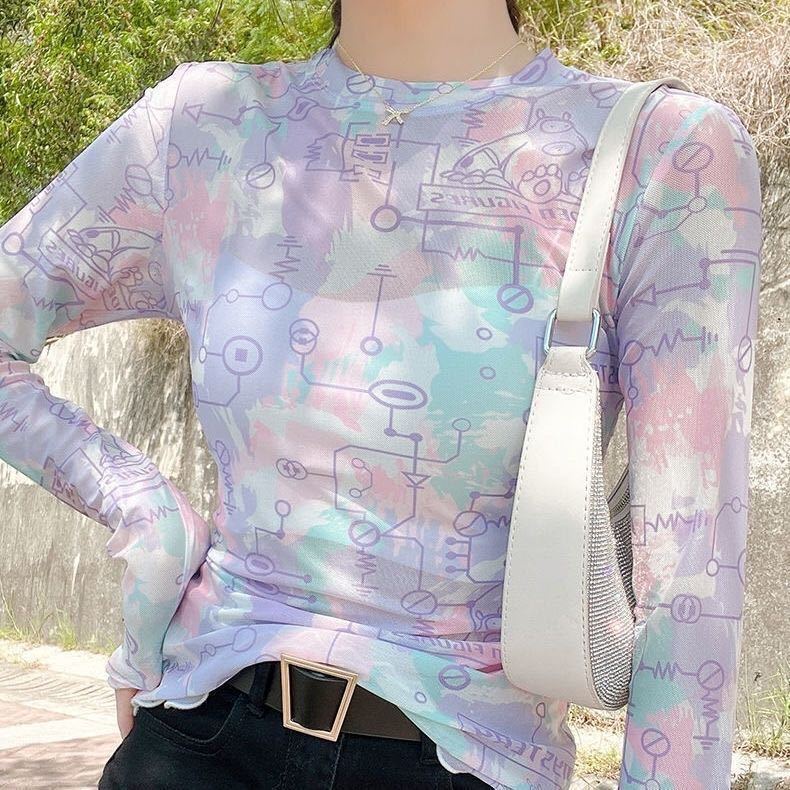 Áo Thun Dài Tay Vải Tuyn Xuyên Thấu Thời Trang Mùa Hè Dành Cho Nữ