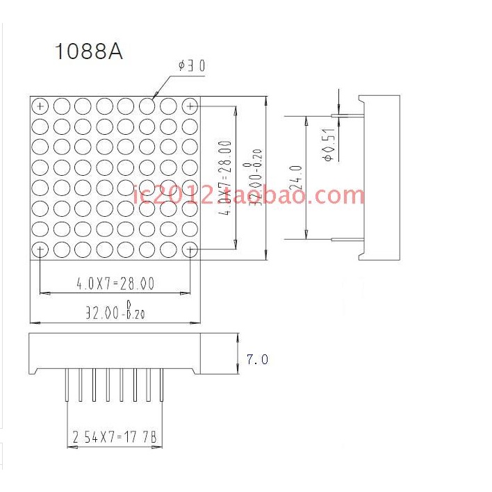 Mô-đun Ma Trận Đèn Led 1088AS 3mm 8 * 8 8 * 8 8x8 MAX7219