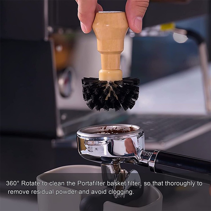 Cọ Vệ Sinh Máy Pha Cà Phê Espresso 51mm 54mm 58mm Tay Cầm Gỗ
