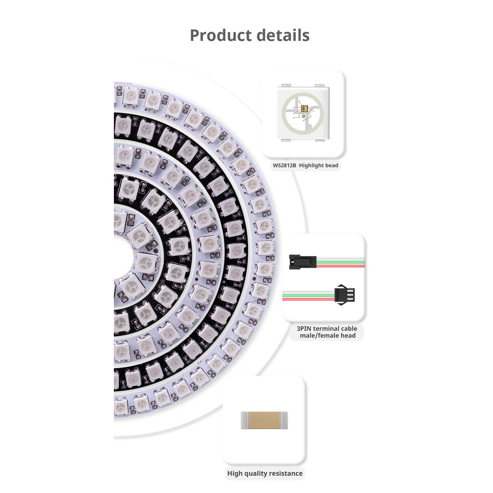 Vòng Đèn Led WS2812B 8/16/24/35/45 Leds WS2812 IC RGB DC5V Hình Tròn Chất Lượng Cao