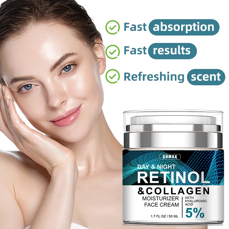 RUOALL Kem Retinol Chứa Axit Hyaluronic Collagen Giúp Dưỡng Ẩm Nâng Cơ Mặt Chống Lão Hóa Và Nếp Nhăn Cho Nam Và Nữ 50G