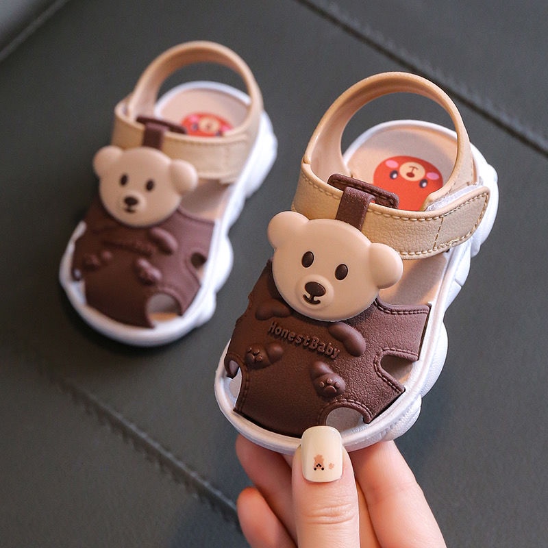 Giày Sandal Đế Mềm Chống Trượt Hình Gấu Thời Trang Mùa Hè 2023 Cho Bé Trai Và Gái 1-3 Tuổi dép trẻ em dép quai nữ dép quai hậu bé trai