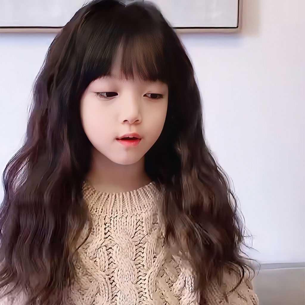 Bộ Tóc Giả Dài Xoăn Tự Nhiên Bằng Len Dành Cho Trẻ Em Biểu Diễn