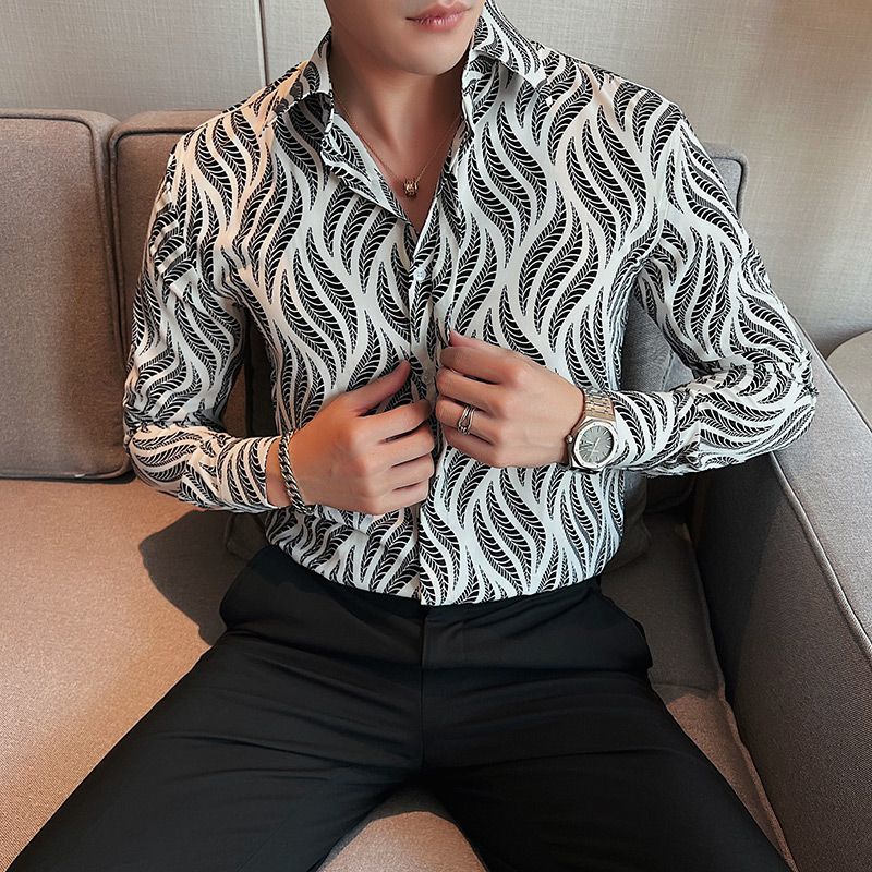 Áo Sơ Mi Nam Tay Dài In Chữ Tiếng Anh yuppie senior Feel down Feel shi2.24