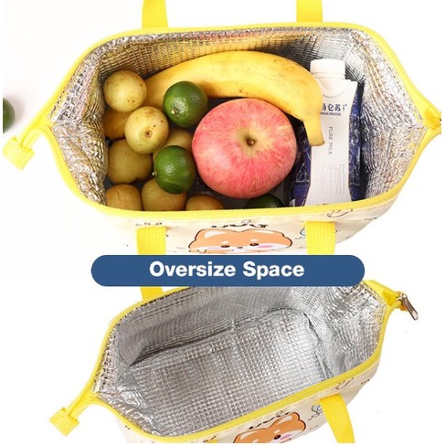 Túi Đựng Hộp Cơm Trưa Lót Giấy Nhôm Dày Dặn Giữ Nhiệt Chống Thấm Nước Họa Tiết Phi Hành Gia Hoạt Hình Dễ Thương