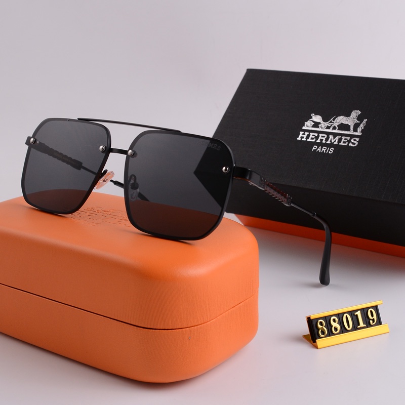 Kính Mát Hermes Gọng Kim Loại Tròng Màu Gradient Sang Trọng 88019 Cho Nam Và Nữ