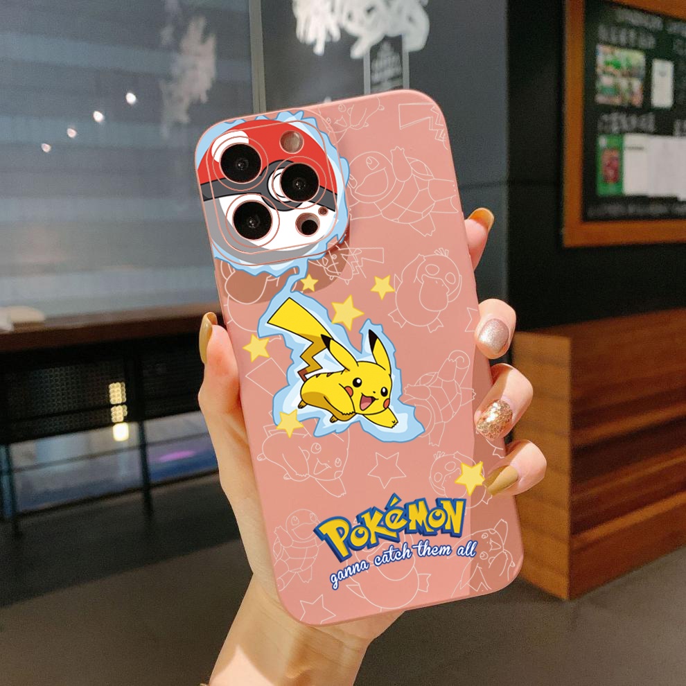 Ốp Điện Thoại Viền Vuông Hình Pokemon Pikachu Cho Xiaomi Redmi Note 12 12S 4G Pro 5G 9S 9A 12C