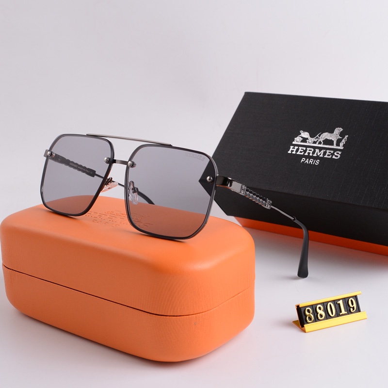 Kính Mát Hermes Gọng Kim Loại Tròng Màu Gradient Sang Trọng 88019 Cho Nam Và Nữ